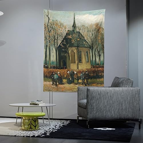 Miniatura 9 de Chitteri Vincent van gogh - Tapiz colgante de flores de almendra, 60 x 45 pulgadas, arte de pared de poliéster para decoración del hogar