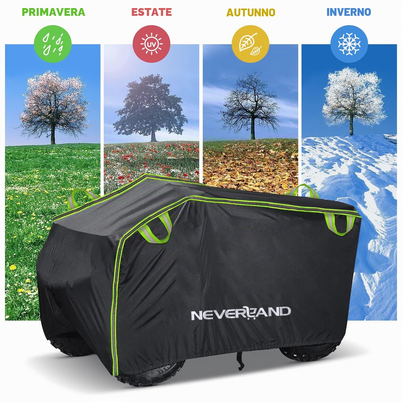 NEVERLAND Copertura impermeabile ATV, resistente agli strappi, 4 ruote, protezione per tutte le condizioni atmosferiche, adatta per la maggior parte delle ATV Quad Bike,210x120x115cm(XL)