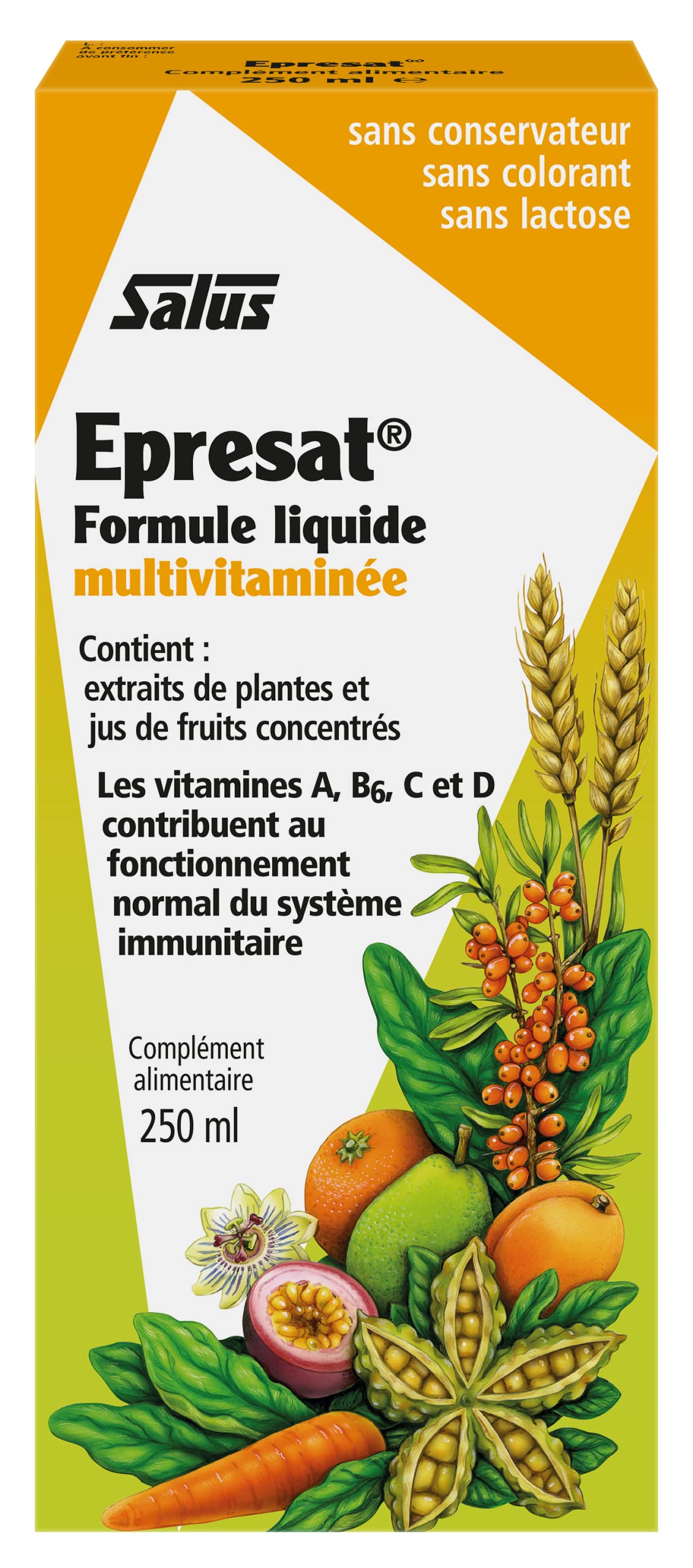 Salus Epresat Formule Liquide Multivitaminée Vitalité/Énergie/Renfort du Système Immunitaire, 250 ml (Lot de 2)