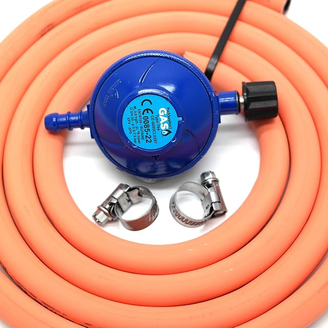 Camping gas Type 30Mbar Gas Regulator With 2M Hose + 2 Clips Fits 907 904 901