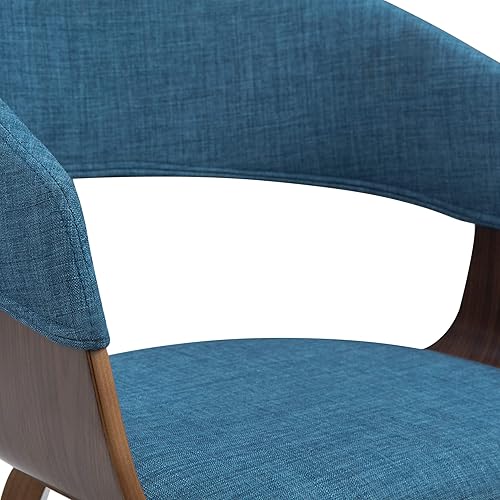 Miniatura 6 de SIMPLIHOME Lowell - Sillas de comedor – Marco tapizado de madera curvada con acabado de nogal y silla de cocina de tela estilo lino en azul, asiento
