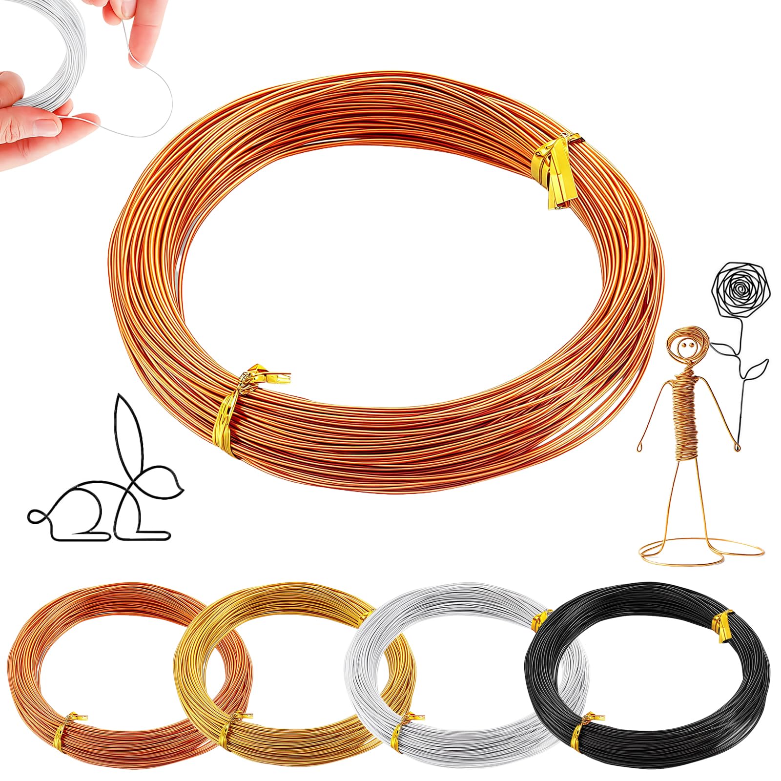9 Gauge 3mm Aluminum Craft Wire 50 Feet,Copper Bendable Sculpting Metal Wire,Metal Crafting Wire for Sculpting,Wreath Craft,Floral Making,Jewelry Making,Weaving and Wrapping Copper Wires