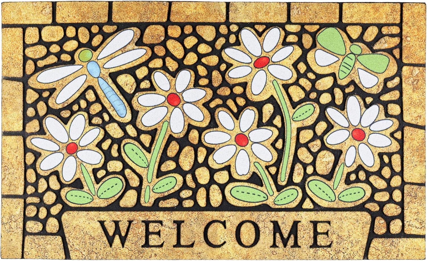 CHICHIC Welcome Door Mat 24 x 36 Inch Front Doormat Outdoors for Home Entrance Outdoors Mat for Outside Entry Way Doormat Entry Rugs, Heavy Duty Non Slip Rubber Back Low Profile, Dragonfly