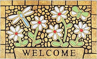 CHICHIC Welcome Door Mat 17x 30 Inch Front Doormat Outdoors for Home Entrance Outdoors Mat for Outside Entry Way Doormat Entry Rugs, Heavy Duty Non Slip Rubber Back Low Profile, Dragonfly