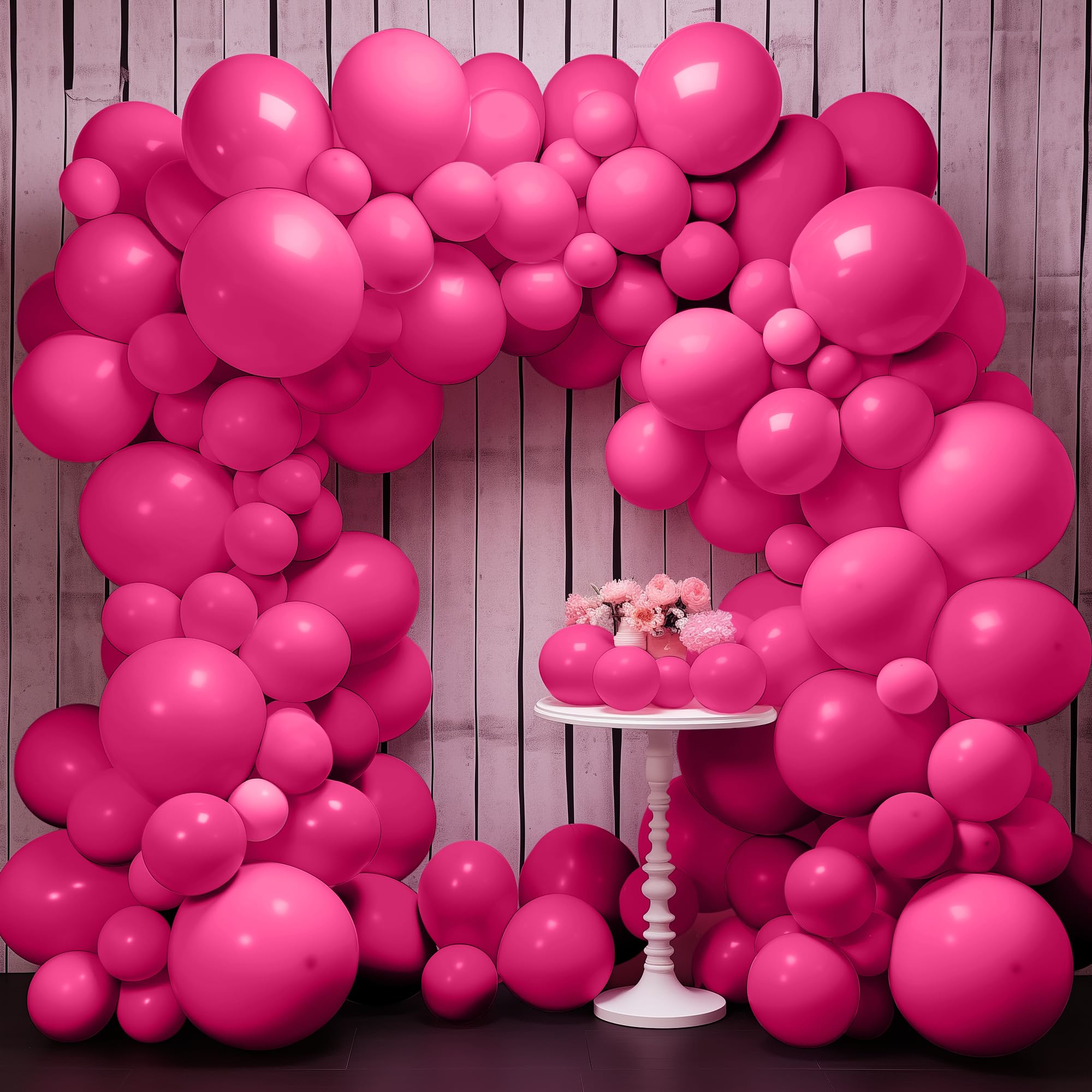 KatchOn, 144 Pcs Fuchsia Pink Balloons Arch Kit - Different Sizes 18, 12, 10, 5 Inches | Birthday Balloons Kit, For Birthday Decorations | Graduation