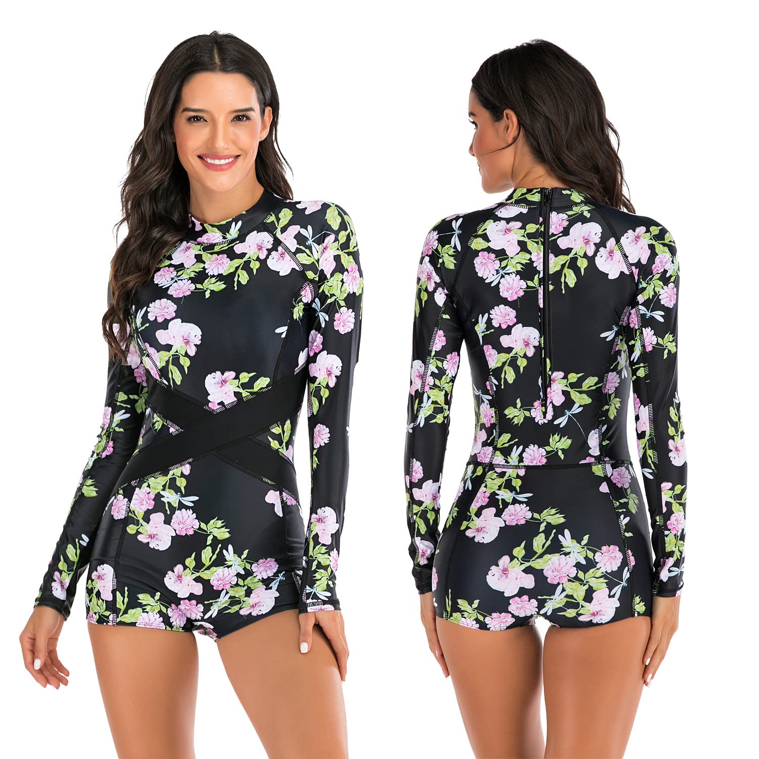 Donna Rash Guard Un Pezzo Rash Guard Swimsuits Surfing Diving Suits Swimwear per Le Donne(Multicolore-282)