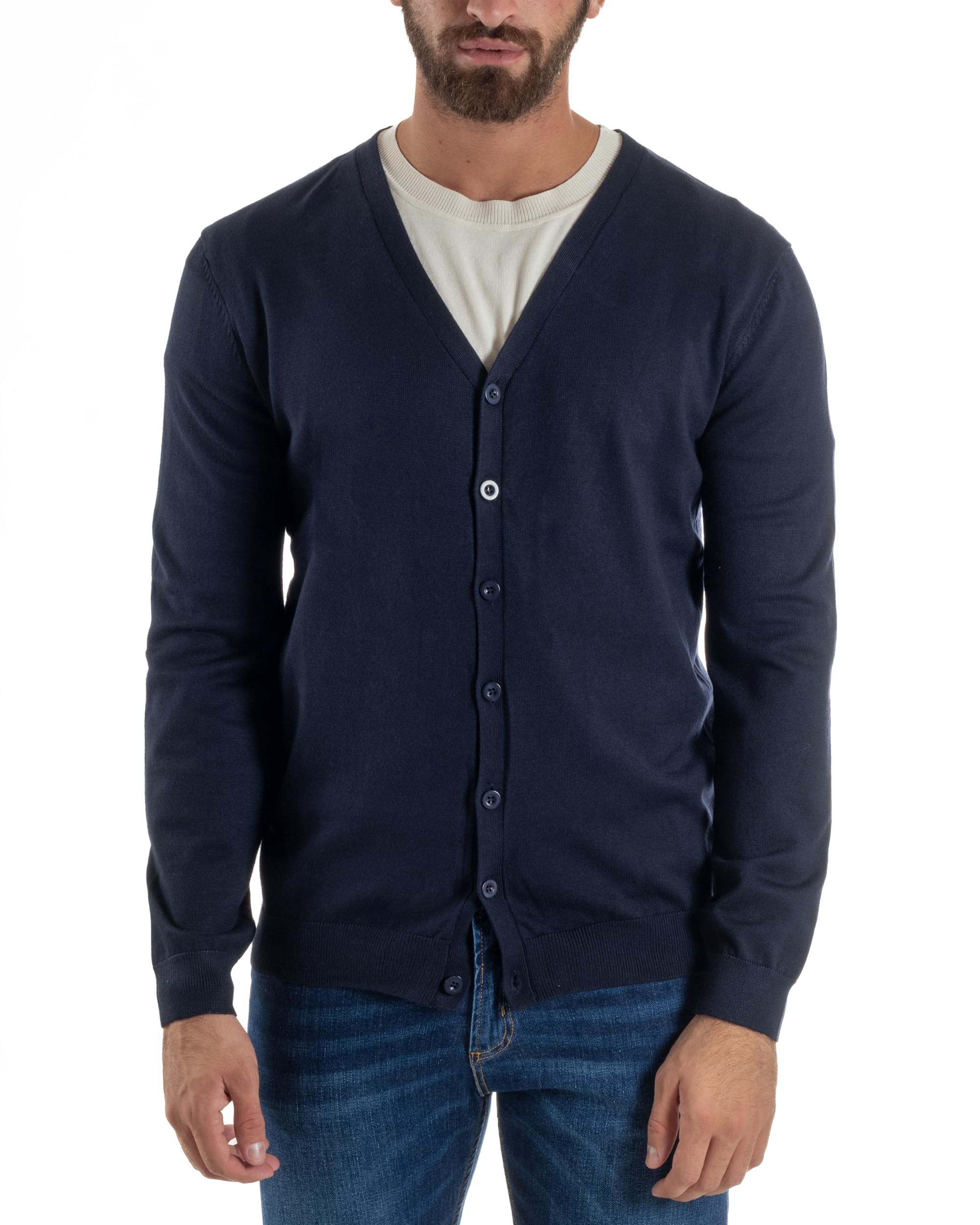 Cardigan Uomo Giacca con Bottoni Maglioncino Scollo V Maglia Sottile Basic