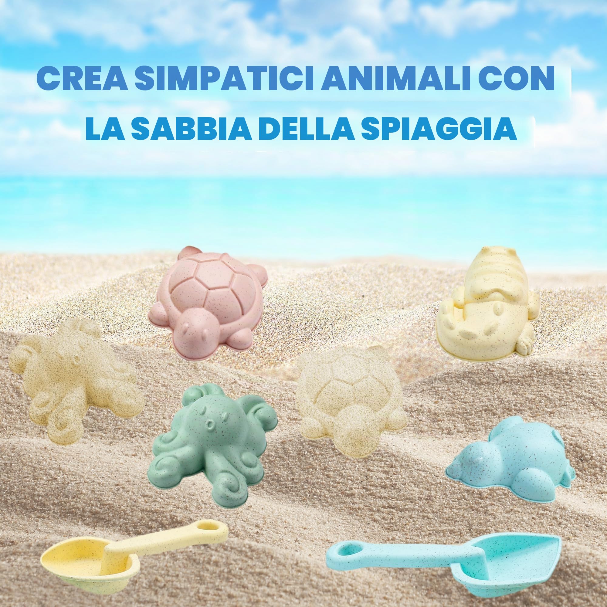 12 pezzi di sabbia con secchio pieghevole, pala, pirottini, bollitore, borsa in rete, giocattolo da spiaggia, giocattolo da giardino per bambini, ragazze, ragazzi