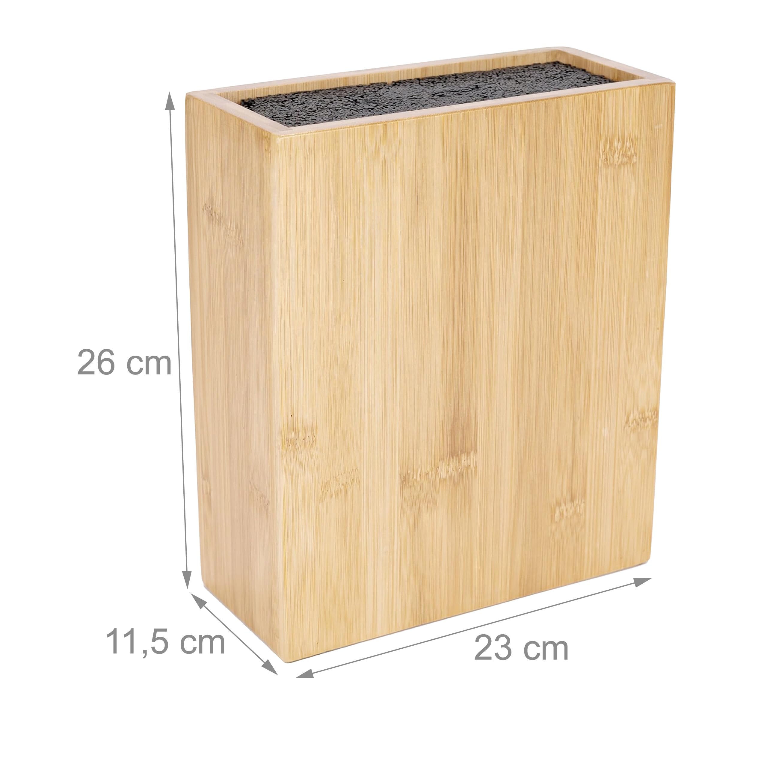 Blocco portacoltelli Relaxdays Vuoto, bambù, Inserto Flessibile, HxLxP: 26 x 23 x 11,5 cm, Porta coltelli, Naturale/Nero