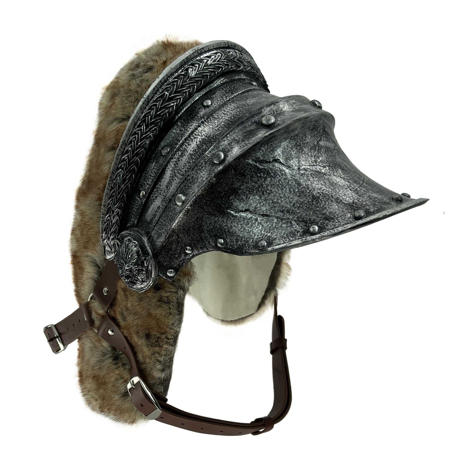 LOOYAR Armadura de Hombro Vikinga de Espuma Forjada Valor - Accesorio de Disfraz Vikingo LARP de Espuma PU para Halloween, Recreaciones Históricas y Regalos Plateado