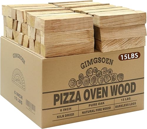 Horno de pizza y madera para cocinar, mini roble secado al horno, troncos de 6 pulgadas, caja de 15 libras, leña sin corteza para Ooni, Gozney,