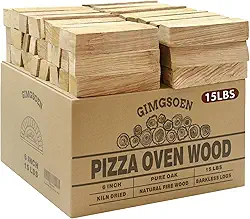 Gimgsoen Forno De Pizza E Lenha Para Cozinhar – Mini Carvalho Seco Em Estufa, Toras De 6 Polegadas, Caixa De 15 Lb – Lenha Sem Casca Para Ooni, Gozney, Fogão Solo E Muito Mais – Alta Temperatura, Qu