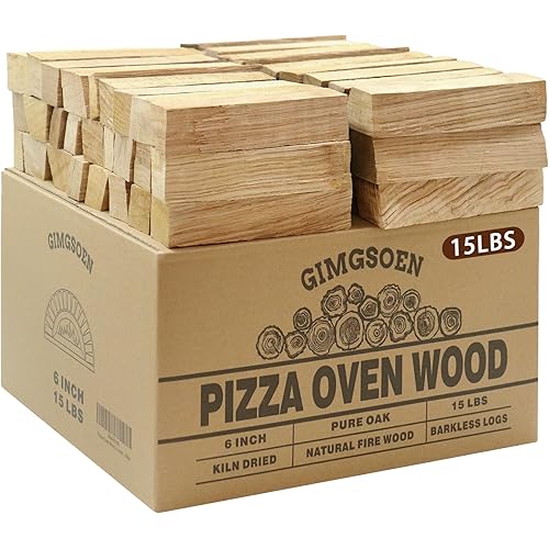 Pizza Oven & Cooking Wood – Mini Kiln-Dried Oak, 6-Inch Logs, 15lb Box – Bark-Free Firewood for Ooni, Gozney, Solo Stove & More – High Heat, Long-Lasting Burn for Grilling, BBQ & Smoking