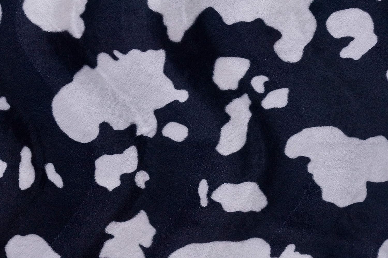 LUVFABRICS Cow print velboa short fur pile upholstery drapery clothing fabric by The yard (WHITE ON BLACK)