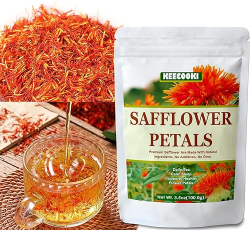 Miniatura 4 de Pétalos de cártamo secos de alta calidad, 3.5 onzas (3.53 oz), paquete de 1, té de flores de cártamo 100% natural, paquete de 1