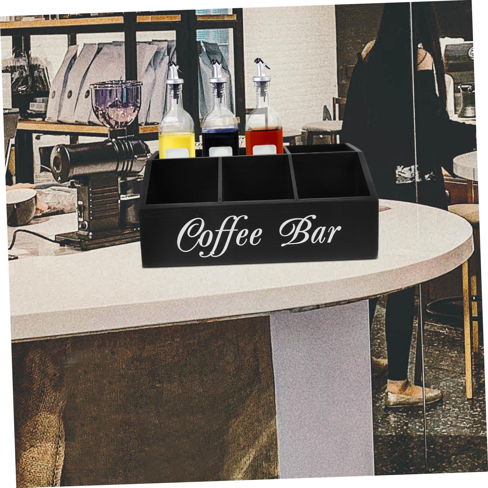 Kaffeestation-organizer Aus Holz Kaffeebar-organizer Mit Fächern Aufbewahrungsbox Für Kaffeezubehör Multifunktionale Kaffeestation Arbeitsplatte