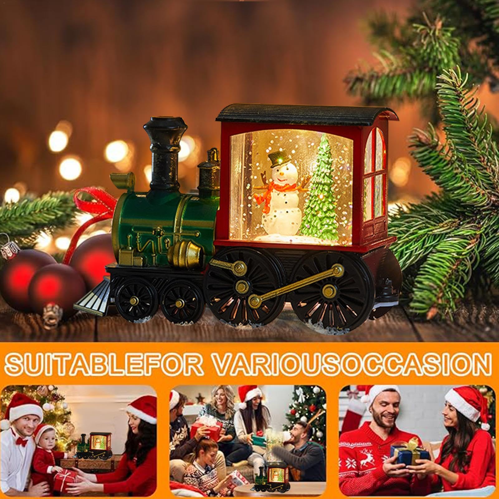 Amazon.co.jp: クリスマス トレイン スノードーム 雪だるま スノー