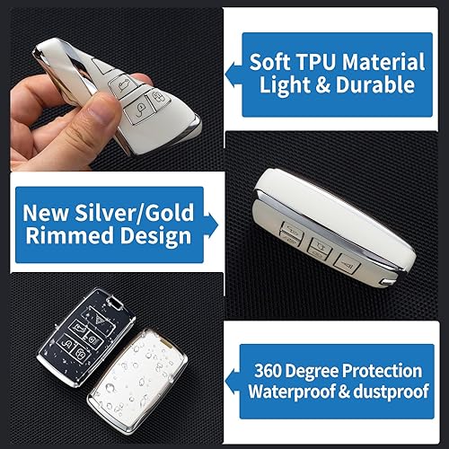 Miniatura 4 de Compatible con Land Rover - Funda para llavero con cordón de cuero, protección para llave de automóvil Land Rover Discovery Range Rover Sport,