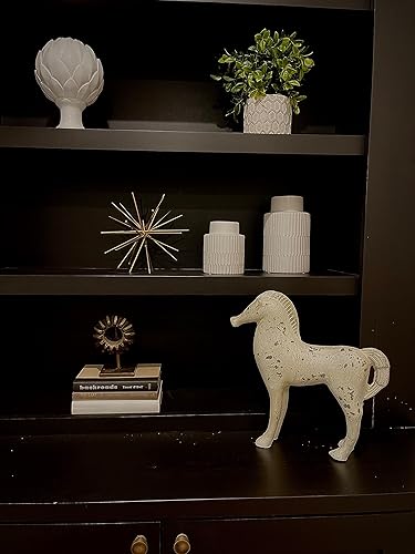 Miniatura 9 de Jarrón de cerámica  Juego de 2 jarrones únicos blancos para decoración moderna y bohemia del hogar, pequeños y grandes, jarrones de piedra rústica