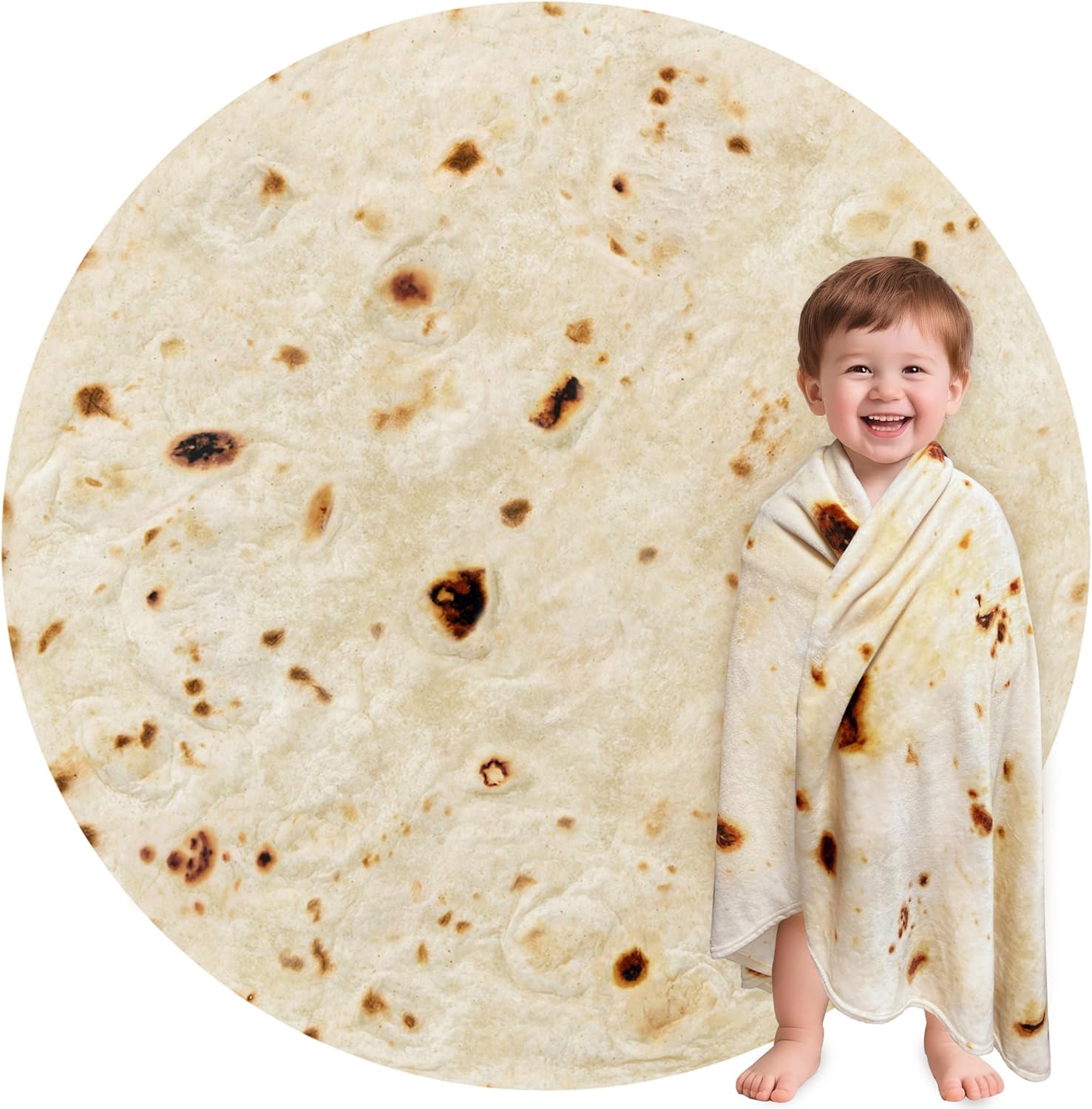 Jorbest Burritos Tortilla Toddler Blanket Funny Gifts for Boys and Girls, Realistic Food Tortilla Throw Blanket, 285 GSM Novelty Soft Flannel Taco Blanket Birthday Present for Kids (Yellow, 47 inches)