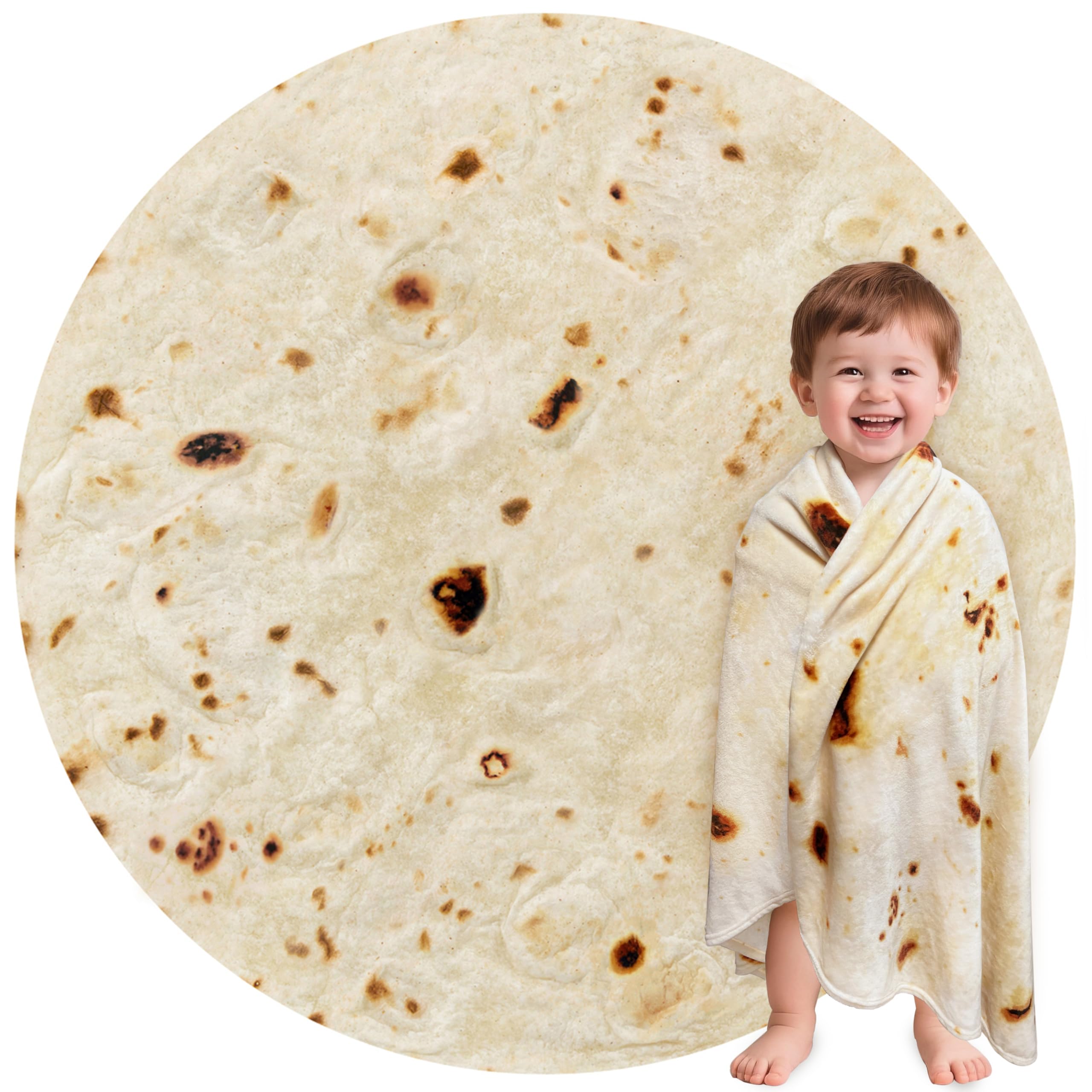 Jorbest Burritos Tortilla Toddler Blanket Funny Gifts for Boys and Girls, Realistic Food Tortilla Throw Blanket, 285 GSM Novelty Soft Flannel Taco Blanket Birthday Present for Kids (Yellow, 47 inches)