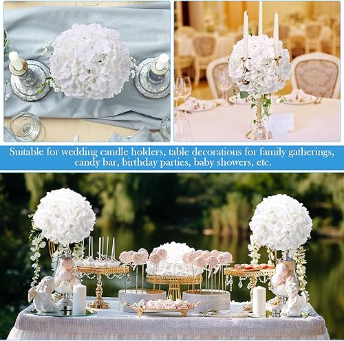 Miniatura 7 de Tigeen 6 piezas de ramo de arreglo de bolas de flores románticas de hortensias para boda, incluye 6 vejigas interiores de media bola y 240 flores de