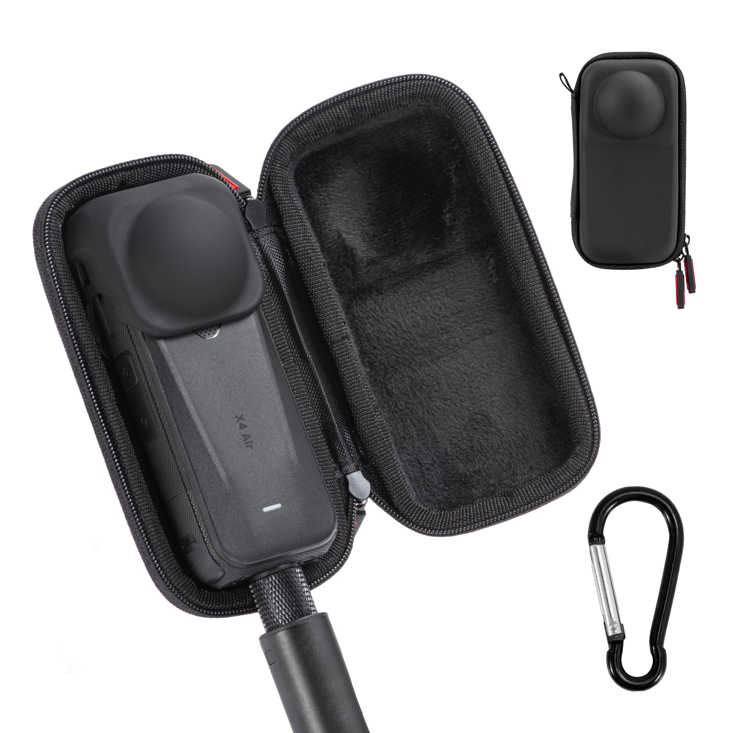 Tasche für Insta360 X4 Air (für Original Objektivdeckel) Aufbewahrungstasche Case Reise Tragetasche Schutzhülle Hartschale mit Karabiner für Insta 360 X4 Air Zubehör