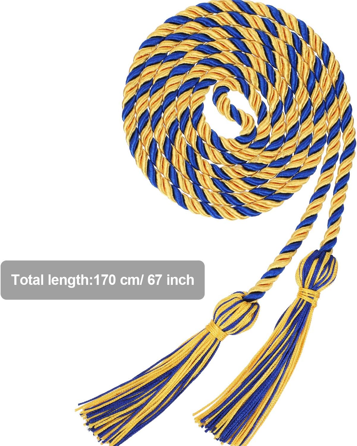 TecUnite Graduation Honor Cords Tassels Cord Polyester Yarn Honor Cord for Bachelor Gown for Graduation Students (Gold with Blue)