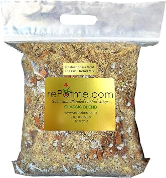 rePotme Orchid Moss/Phalaenopsis Gold Classic Orchid Potting Mix - 2 Quarts Mini Bag - Hand Blended in the USA