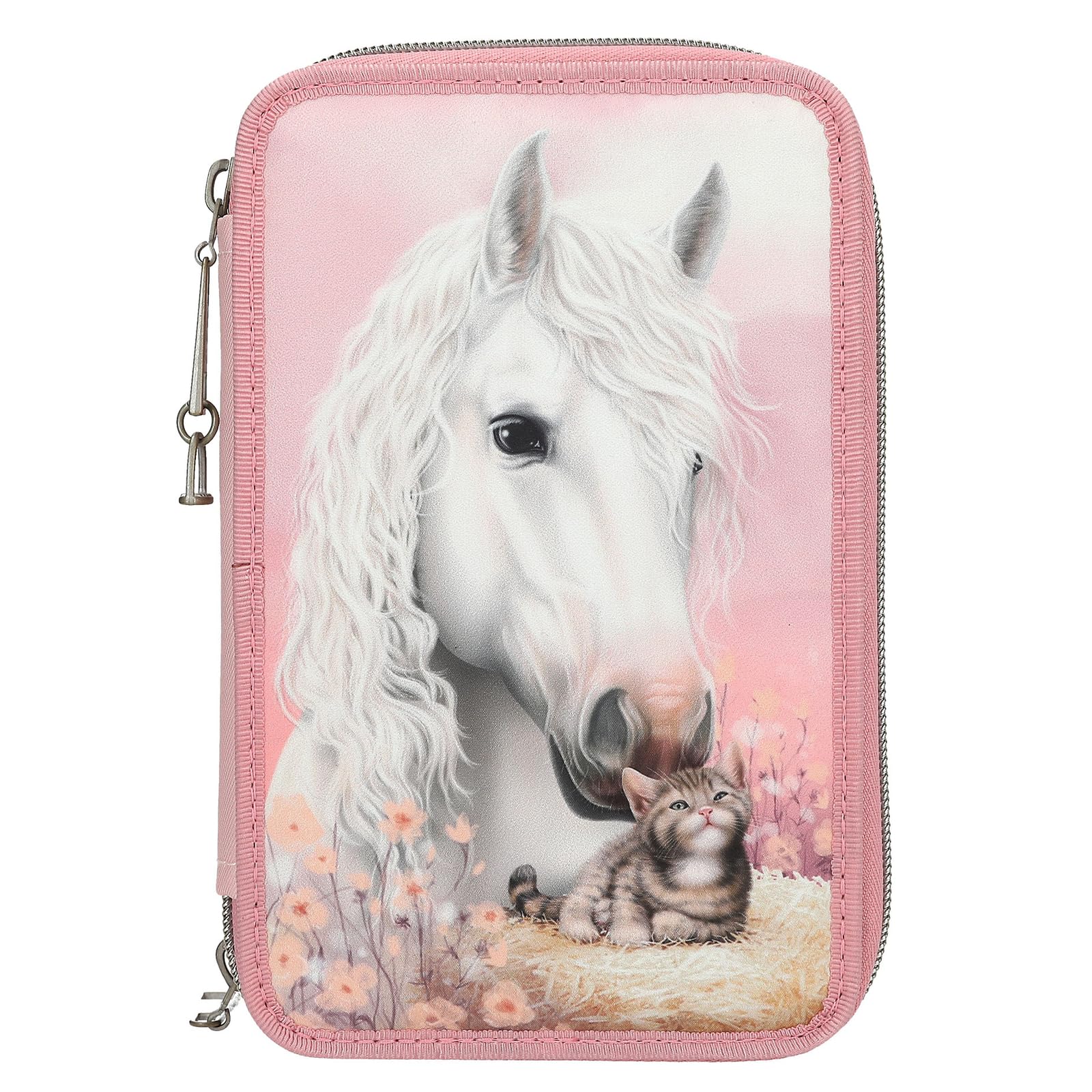 Depesche Miss Melody True Friends Gefüllte 3-Fach Federtasche Rosa Pferde Motiv Katze Federmappe