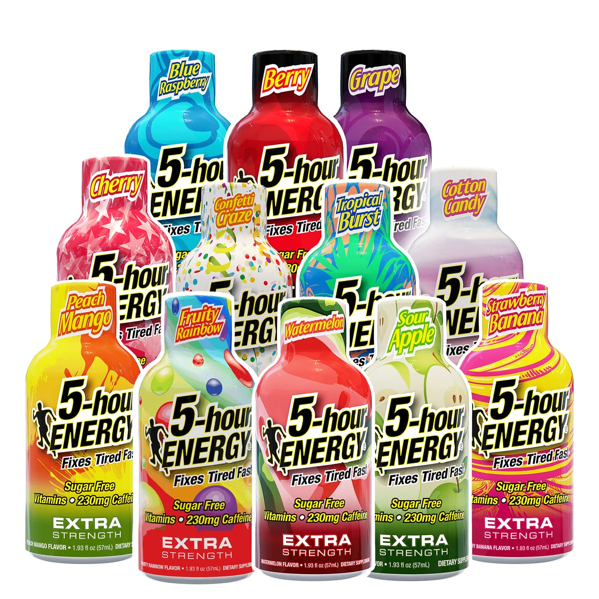 5 Hour Energy Shots Variety Pack- Assortment Of Regular & Extra Strength, 1.93 Fl Oz (Pack of 12)