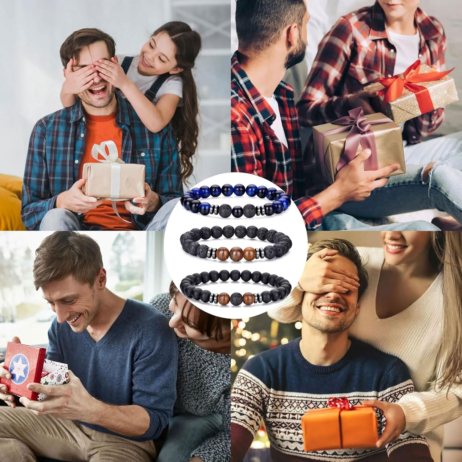 RANKEEF Tiger Eye Bracelet For Men 8MM Natural Stone Stretch Adjustable Black Crystal Beaded Bracelet for Men Women Gifts - Image 8