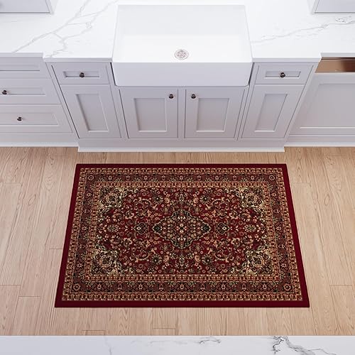 Miniatura 9 de Ottomanson Alfombra de 3'3" x 5' para sala de estar, alfombra oriental para dormitorio - alfombra grande antideslizante y duradera para áreas de