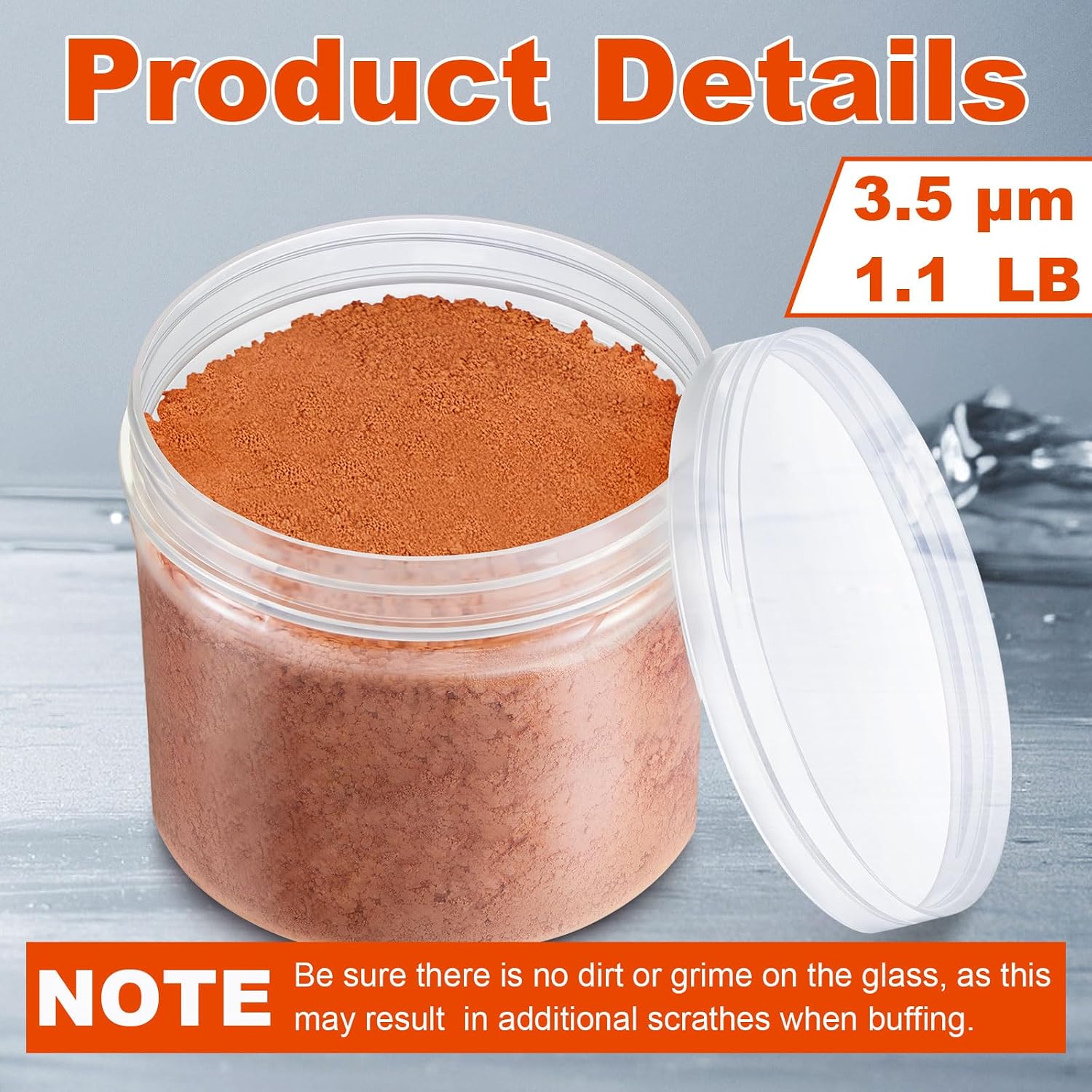 Teenyyou 1.1 Pound Cerium Oxide Polishing Powder for Glass with 1 Plastic Bottle 3.5 Um Cerium Oxide High Grade Polishing Compound Glass Scratch Remover for Repair Buffing Ceramics