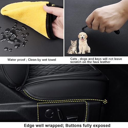 Miniatura 8 de LUCKYMAN CLUB Juego completo de fundas de asiento F150 J03-Q3 con piel sintética impermeable, para Ford F150 2015-2025 y F250 F350 F450 2017-2025