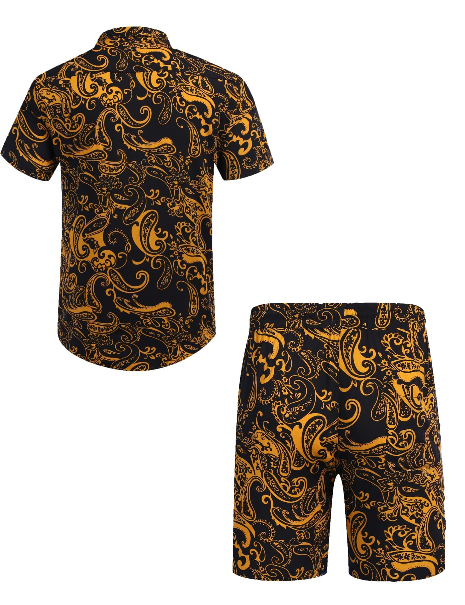 COOFANDY Set da uomo hawaiano da spiaggia, 2 pezzi, camicie e pantaloncini con fiori