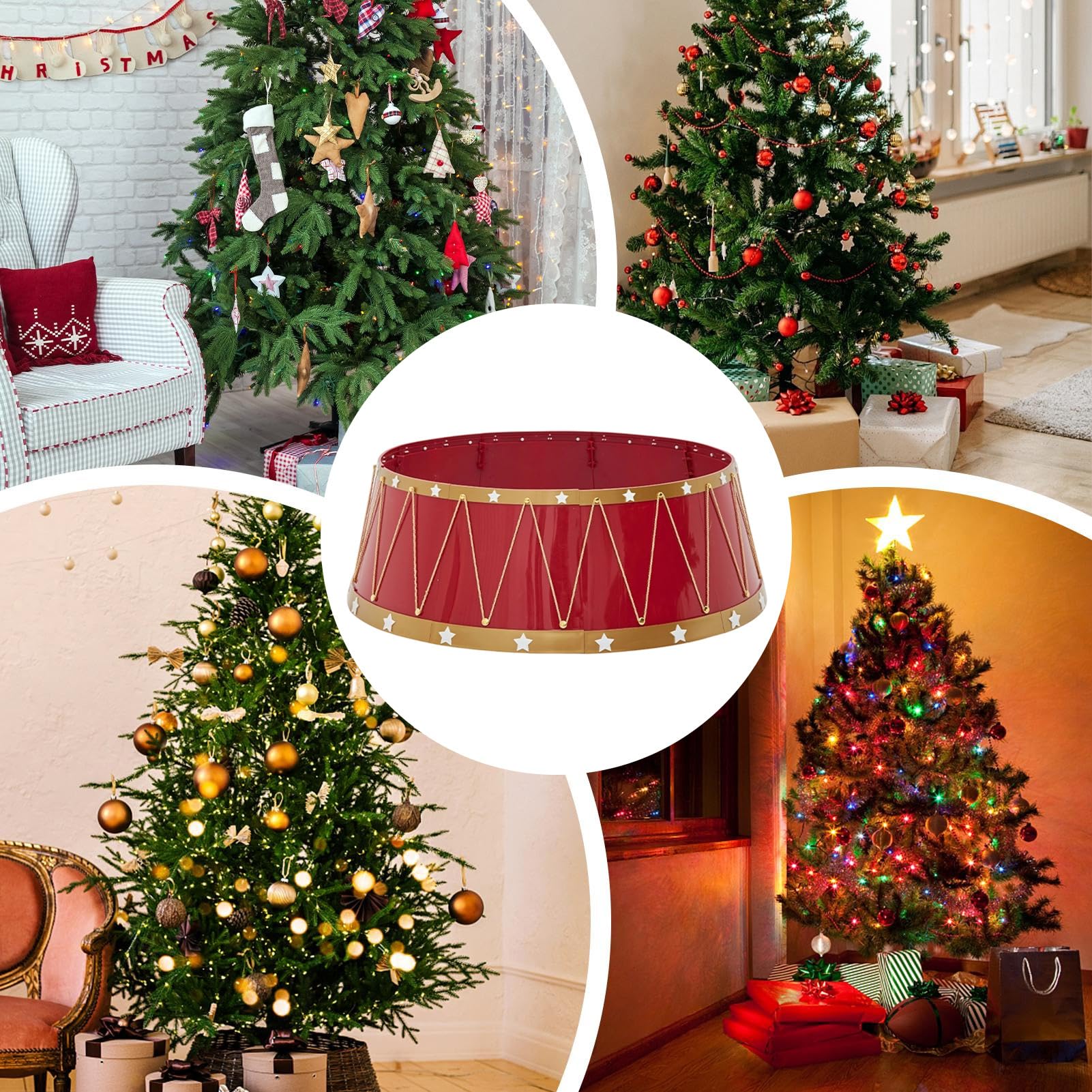 Copertura Per Albero Di Natale Artificiale Base Cestino 65cm per Albero di | Accessorio Festivo Per Interni Esterni Ingresso Giardino Paesaggio