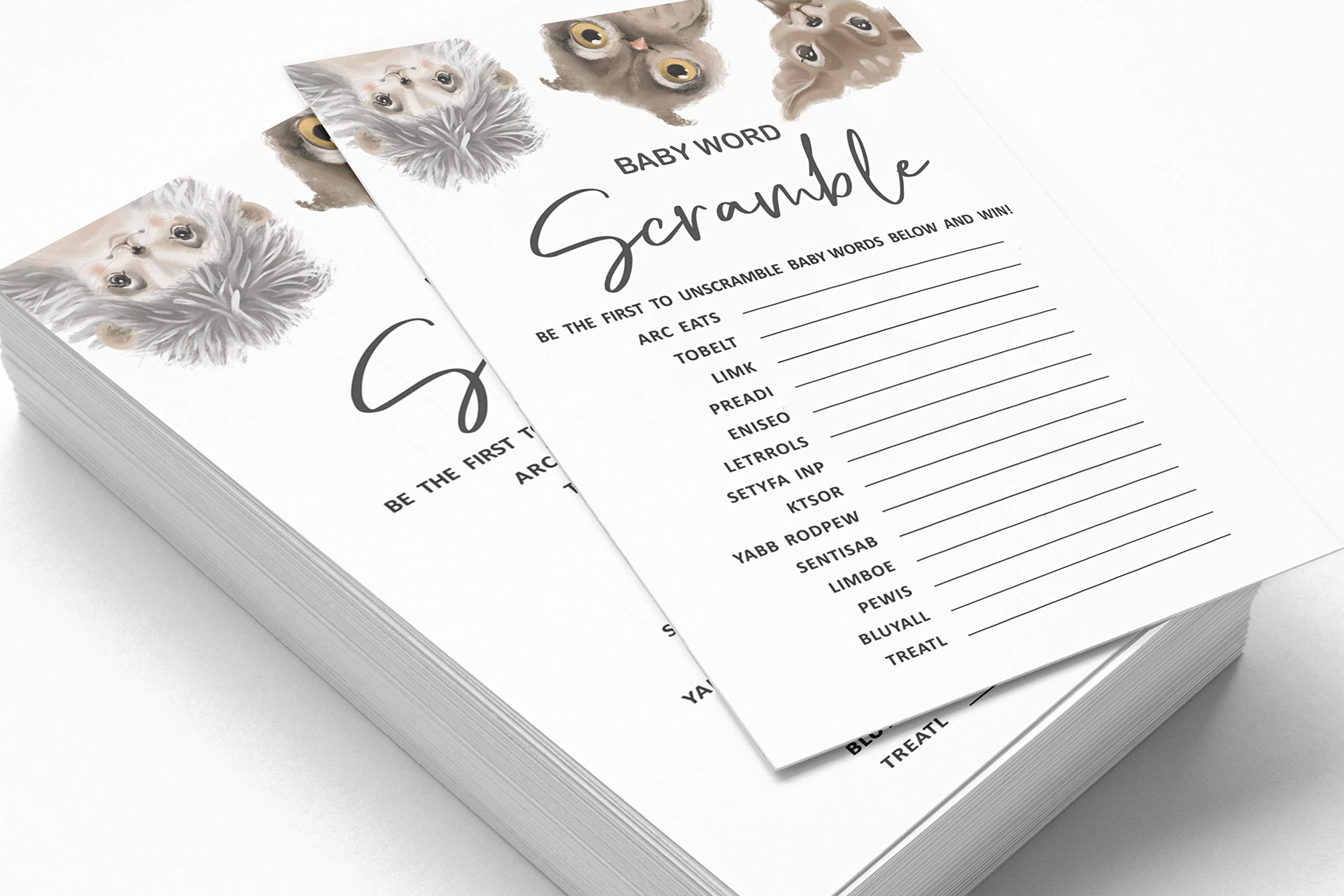 ♡a___ya.mi♡ Inkdotpot Set of 50 Baby ShoweráWord ScrambleáGame Cards It