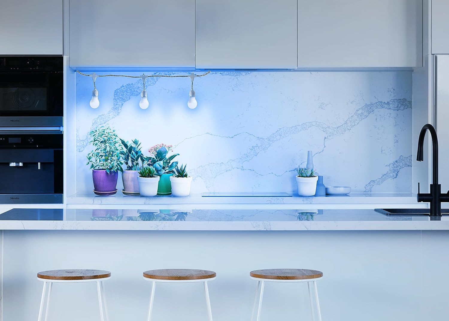 Miracle LED SmokePhonics Thyme Starter, Braided 3-Socket Blue Spectrum Grow Light Kit (2-Pack)