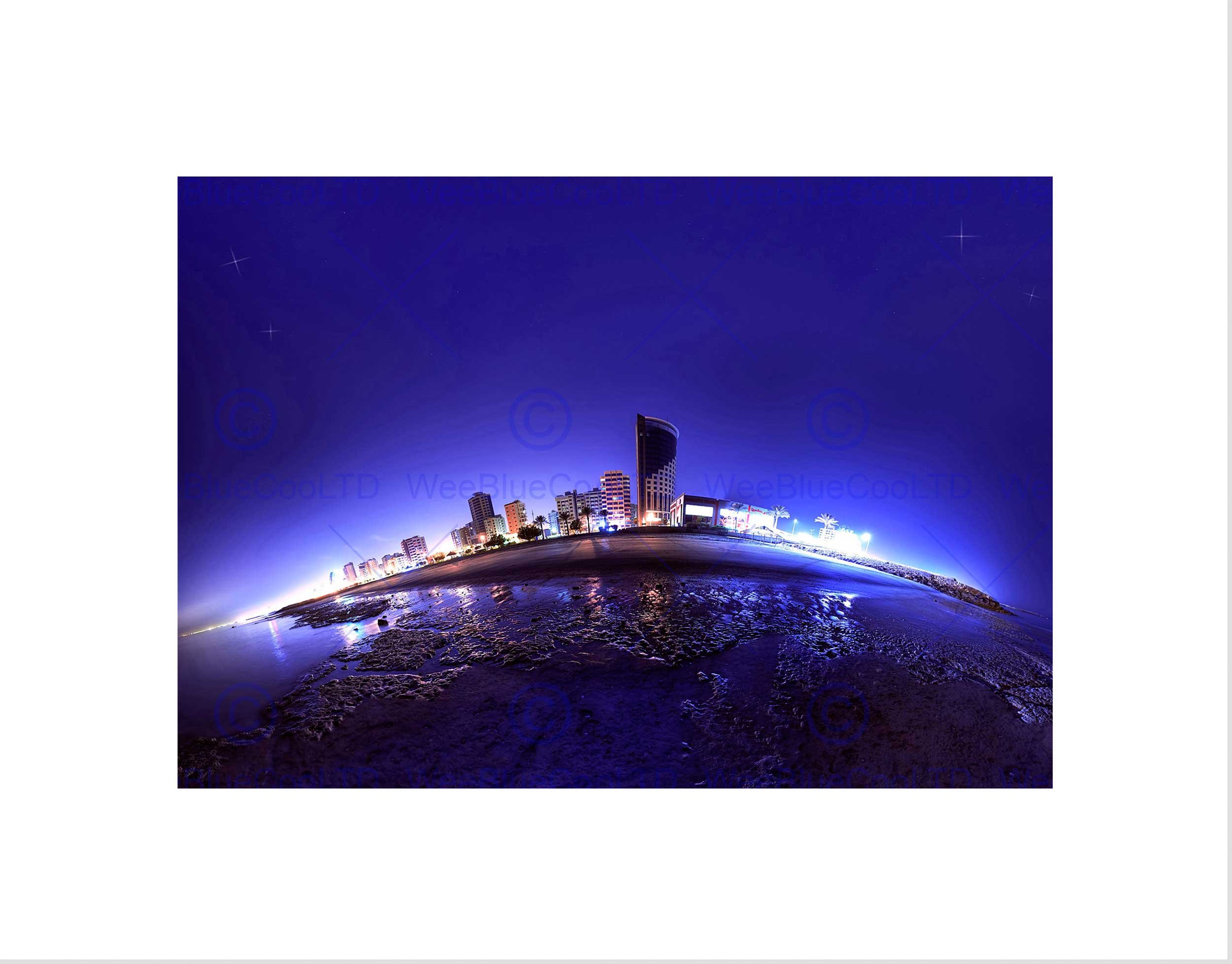 Wee Blue Coo Purple Salmiyah City Scape Kuwait Black Frame Framed Art Print Picture B12X9599