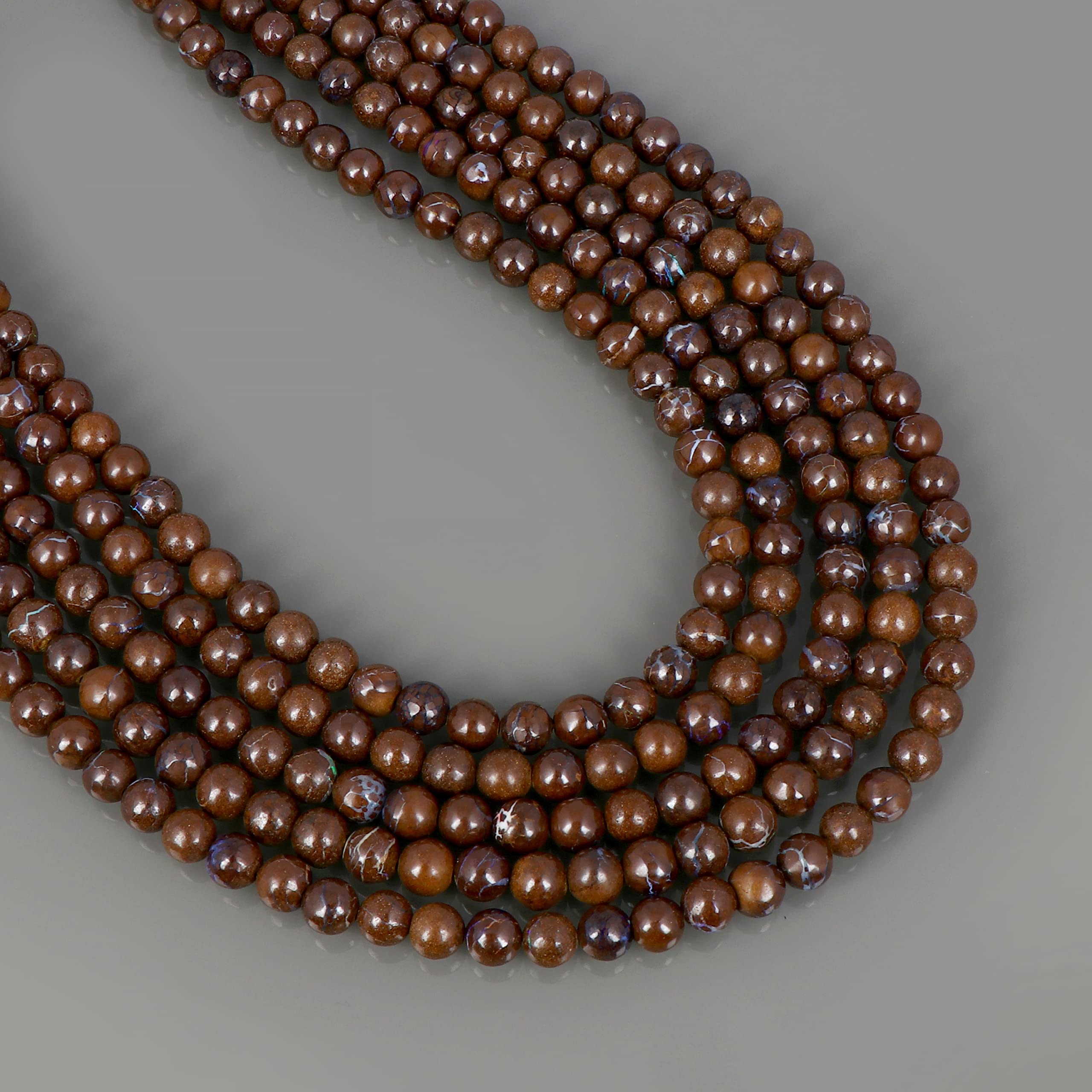 Naturalny opal kamień luźne koraliki sznur (7-7,5 mm) okrągły gładki żweleria tworzenie DIY - (39 cm) 1 sznurek na naszyjnik, bransoletka, kolczyki