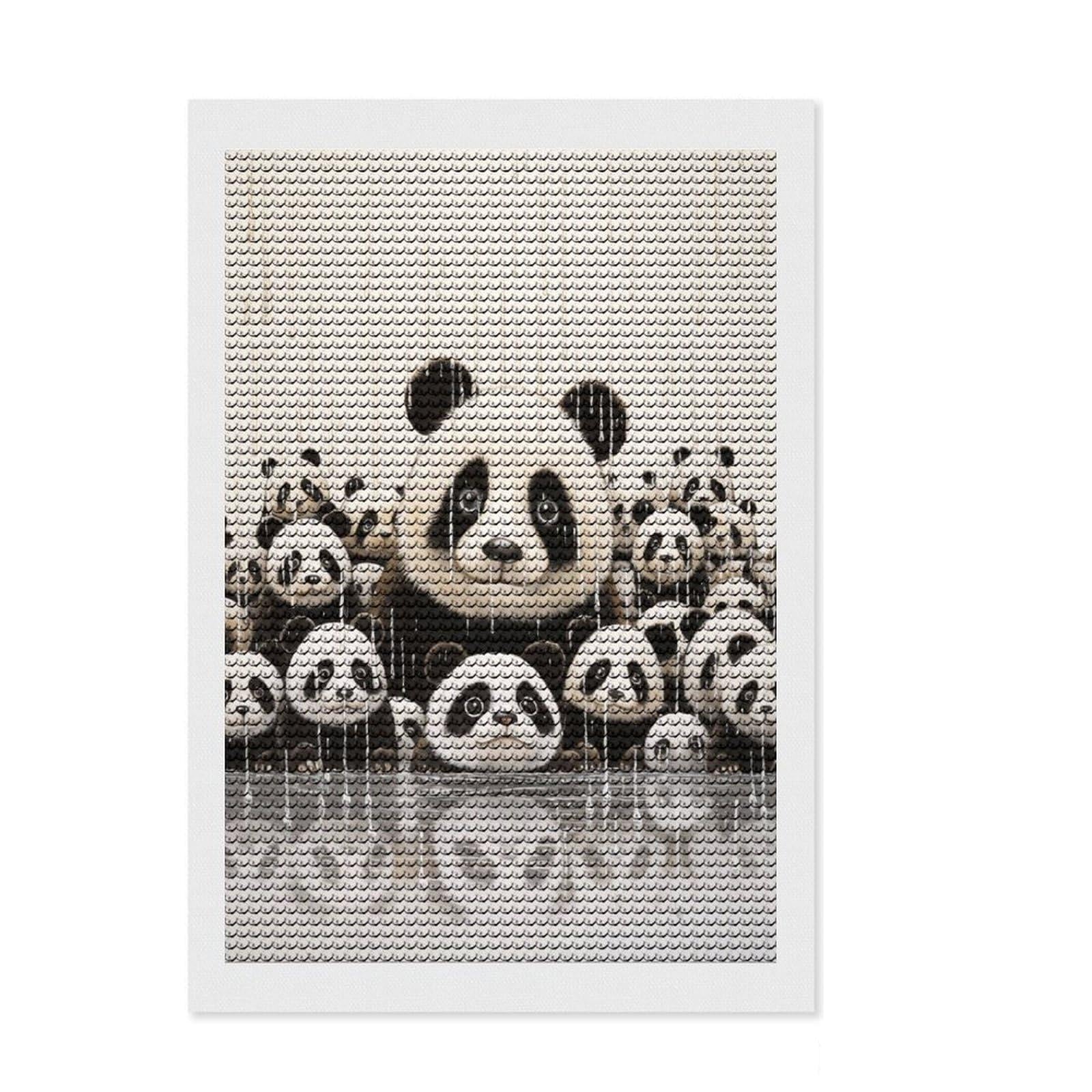 Junmoney Panda Funny Animal Art Full Drill Diamond Painting Kit 8"x12", for Adults, Good for Quiet Evenings, Farmhouse Decor, Holiday Gift Idea