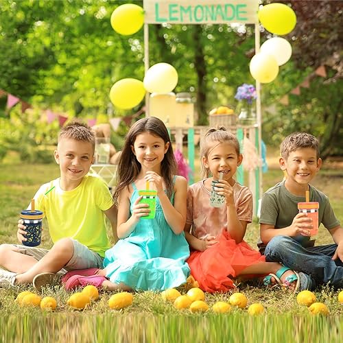 Miniatura 9 de Sursip Vasos infantiles de acero inoxidable con pajitas y tapas, resistentes a derrames, con popote de silicona para batidos, bebidas, aperitivos,