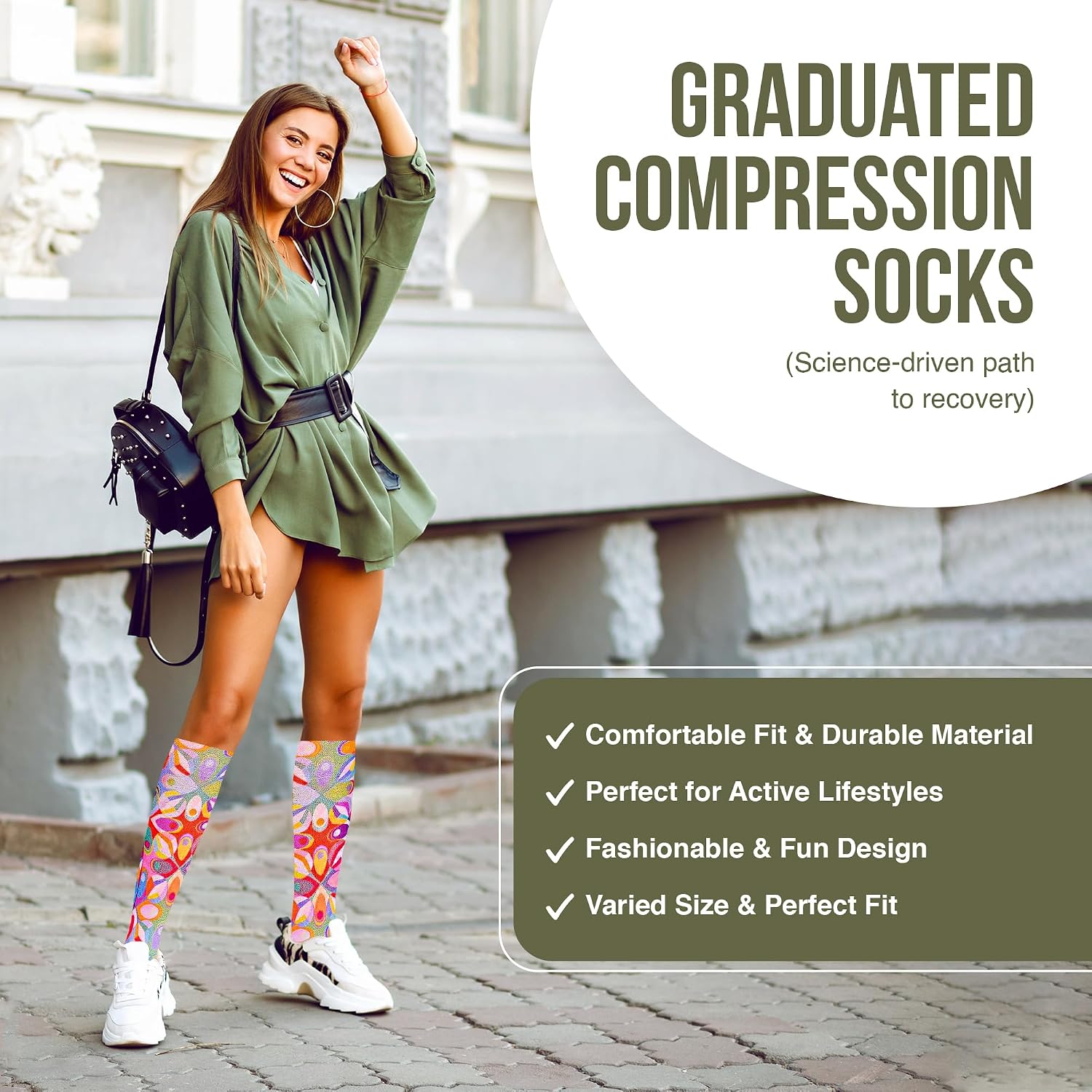 Celeste Stein Moderate Compression Knee High Stockings Wide Calf - Paisley Passion