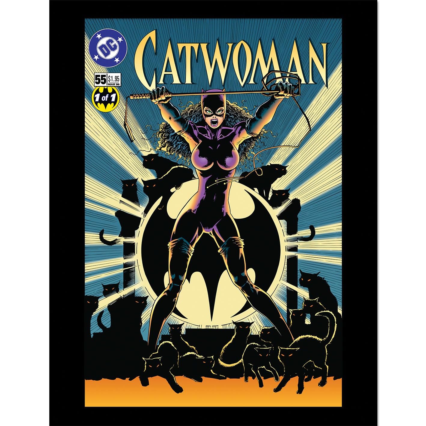 Batman Catwoman Comic Cover Framed Poster (40cm x 30cm) (Multicoloured)