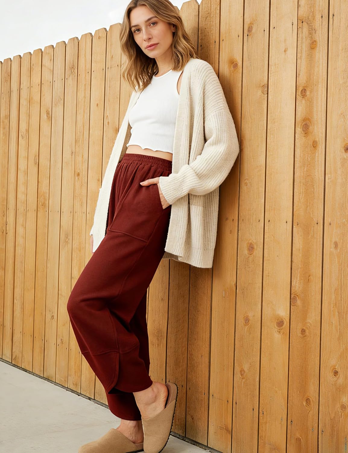 Womens Baggy Wide Leg Pants Summer Casual Elastic Waist Palazzo Harem Pants with Pockets - Image 5