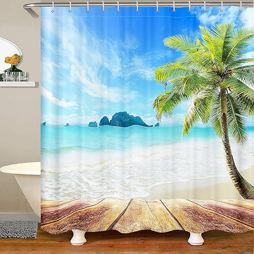 Miniatura 6 de Cortina de ducha de cactus, cortina de baño de plantas del desierto tropical en acuarela, cortina de ducha de teñido anudado para decoración de