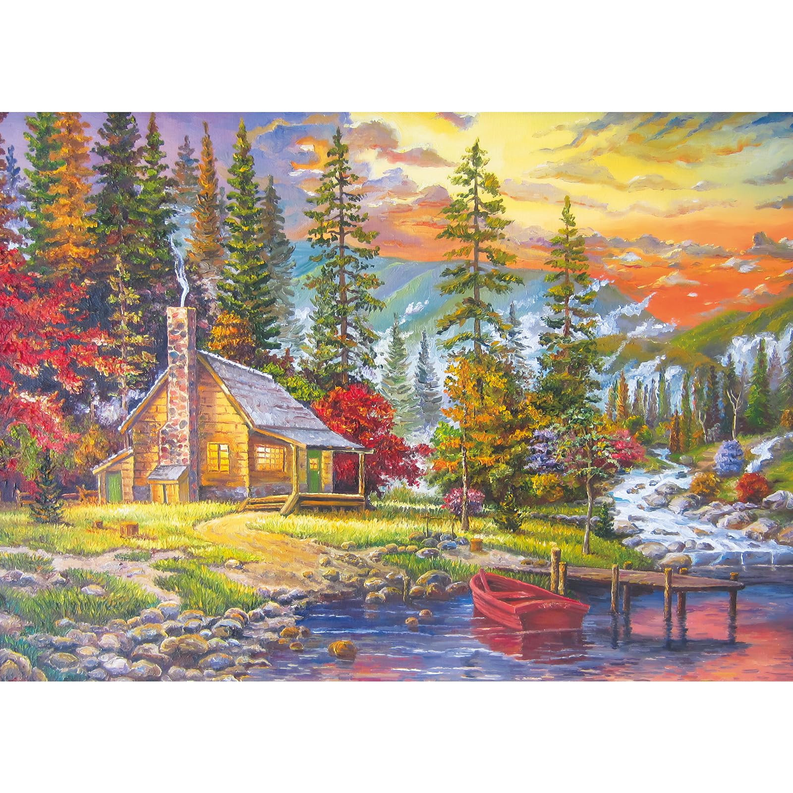TangComplete - 500 Piece Jigsaw Puzzles for Adults, Impossible Hard Difficult Challenging Puzzles for Adults, Jigsaw Puzzles for Adults 500 Piece, Theme: Mountain Lodge