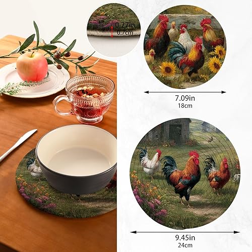 Miniatura 52 de Trivets for Hot Dishes Pots and Pans 2 PC Pot Holders Heat Resistant Cotton Round Potholders for Kitchen Countertop Decorative Autumn Maple Leaves
