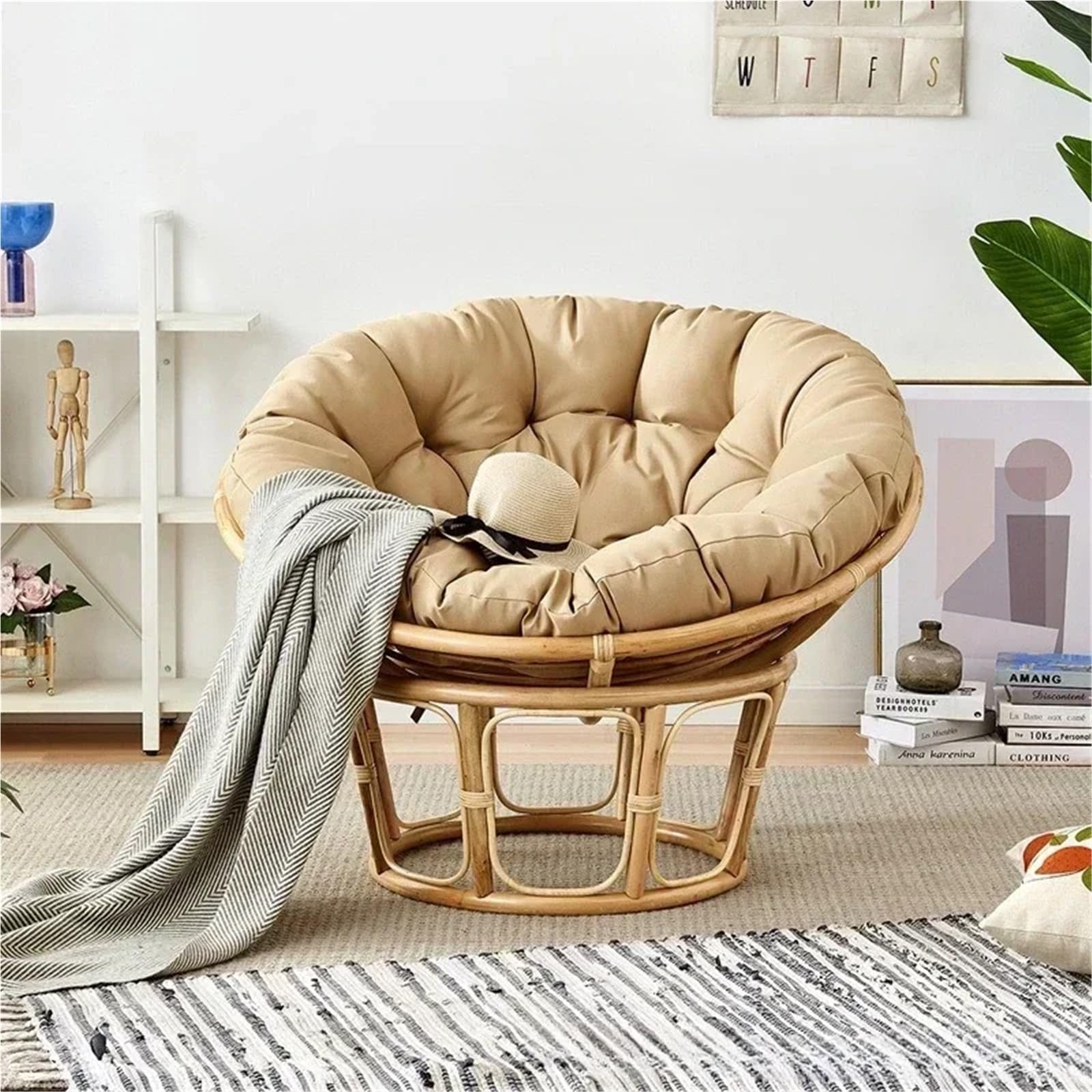 Coussins De Jardin 60/80/90/100cm Oreiller Rond Coussins de Sol Coussin siège Jardin canapé Maison(Khaki,90x90cm)